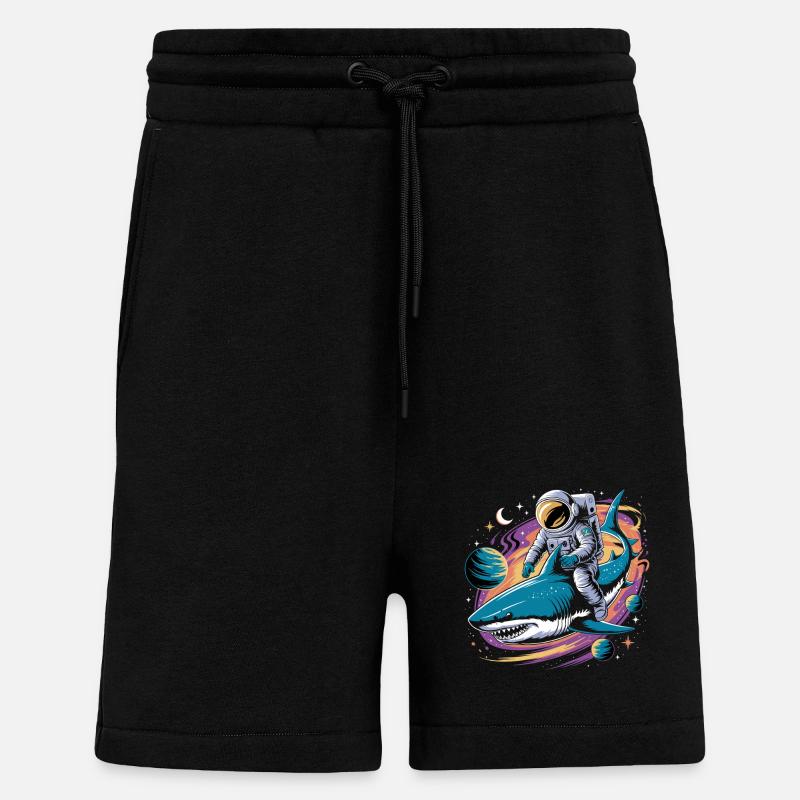Cosmic Shark And Spaceman - Shorts - made by SPREAD - SOLID BLACK