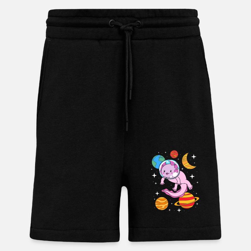 Astronaute axolotl - Short bio décontracté fabriqué en UE - SOLID BLACK