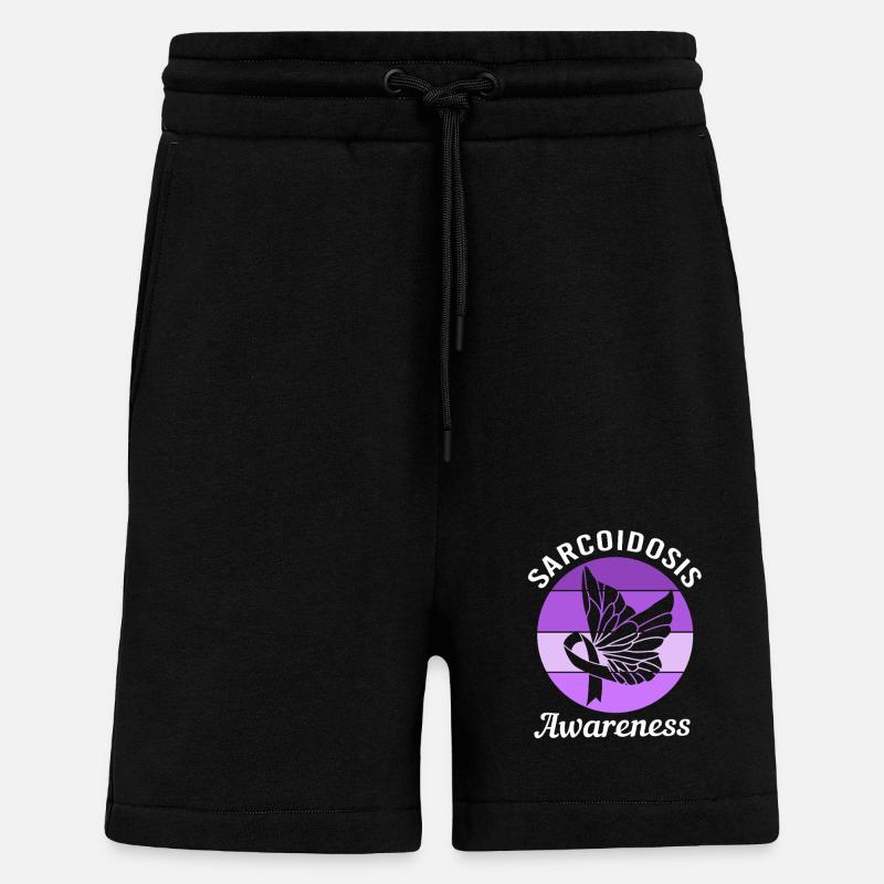 Sarcoïdose - Short bio décontracté fabriqué en UE - SOLID BLACK