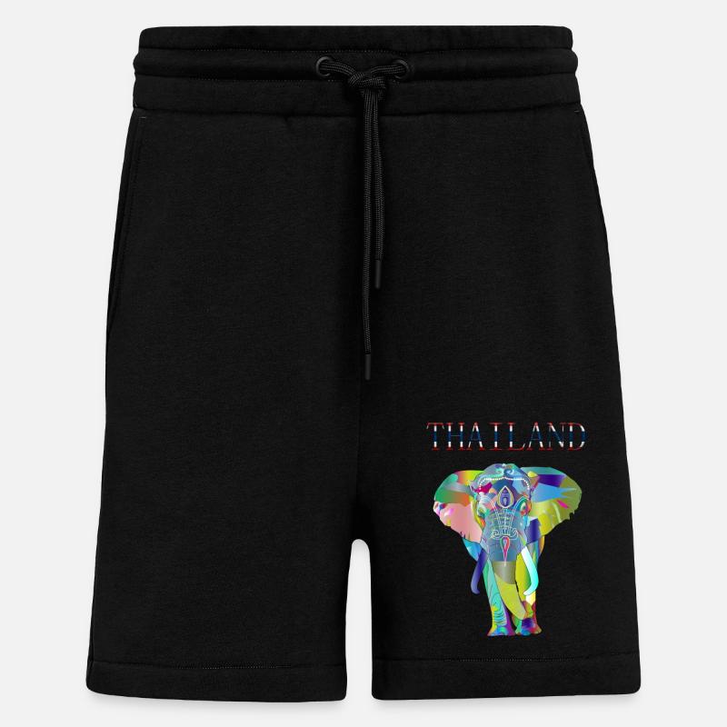 IDÉE CADEAU ÉLÉPHANT DE THAÏLANDE - Short bio décontracté fabriqué en UE - SOLID BLACK