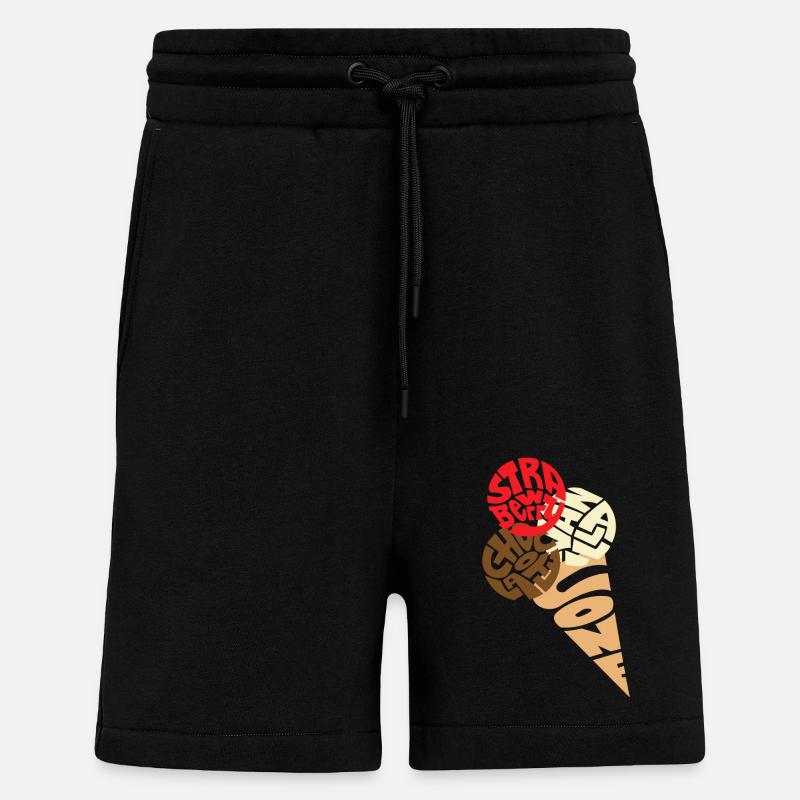 Crème glacée, crème glacée, glace - Short bio décontracté fabriqué en UE - SOLID BLACK