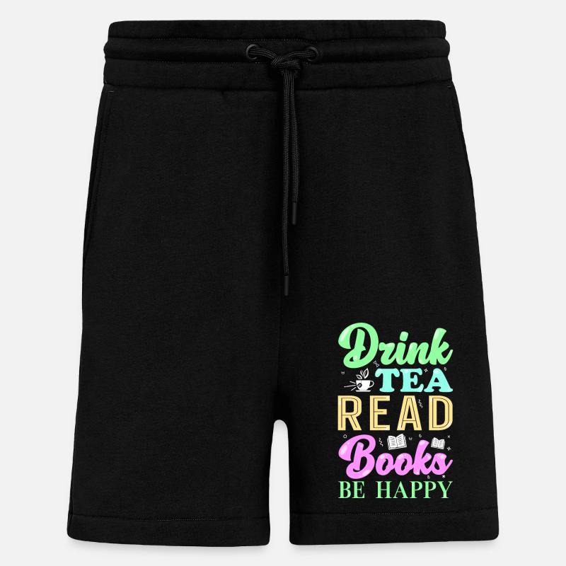 Reading Books Tea - Shorts - made by SPREAD - SOLID BLACK