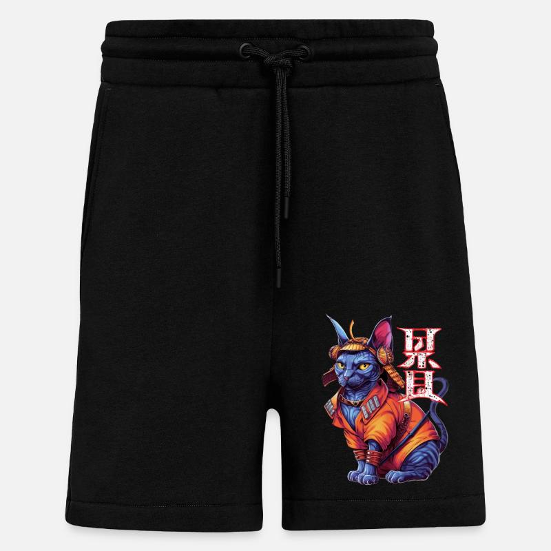 Samurai-Katze - Ninja-Kätzchen - Shorts - made by SPREAD - SOLID BLACK