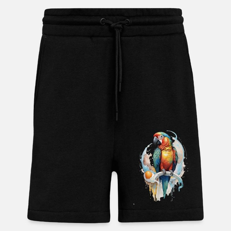 Perroquet Aquarelle - Short bio décontracté fabriqué en UE - SOLID BLACK