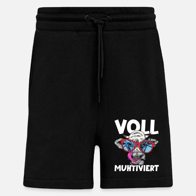 Cow Fully Muhtived - Shorts - made by SPREAD - SOLID BLACK