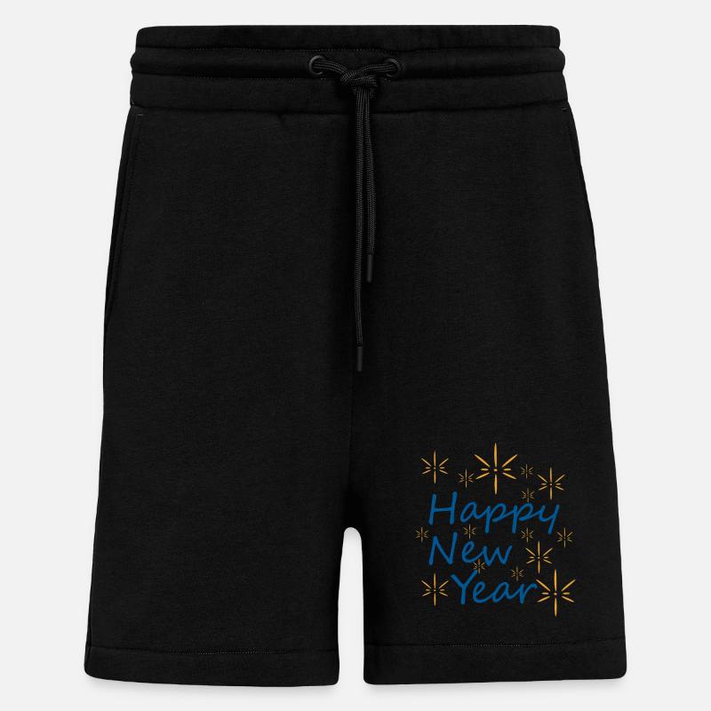 Nouvel An: Étoiles et Bonheur - Short bio décontracté fabriqué en UE - SOLID BLACK
