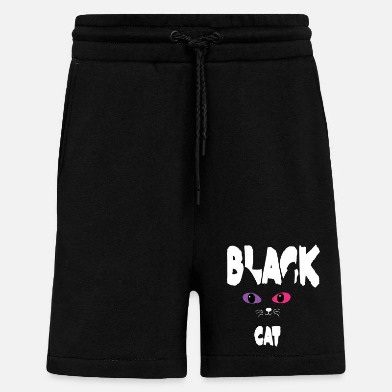 Chat Noir Blanc - Short bio décontracté fabriqué en UE - SOLID BLACK
