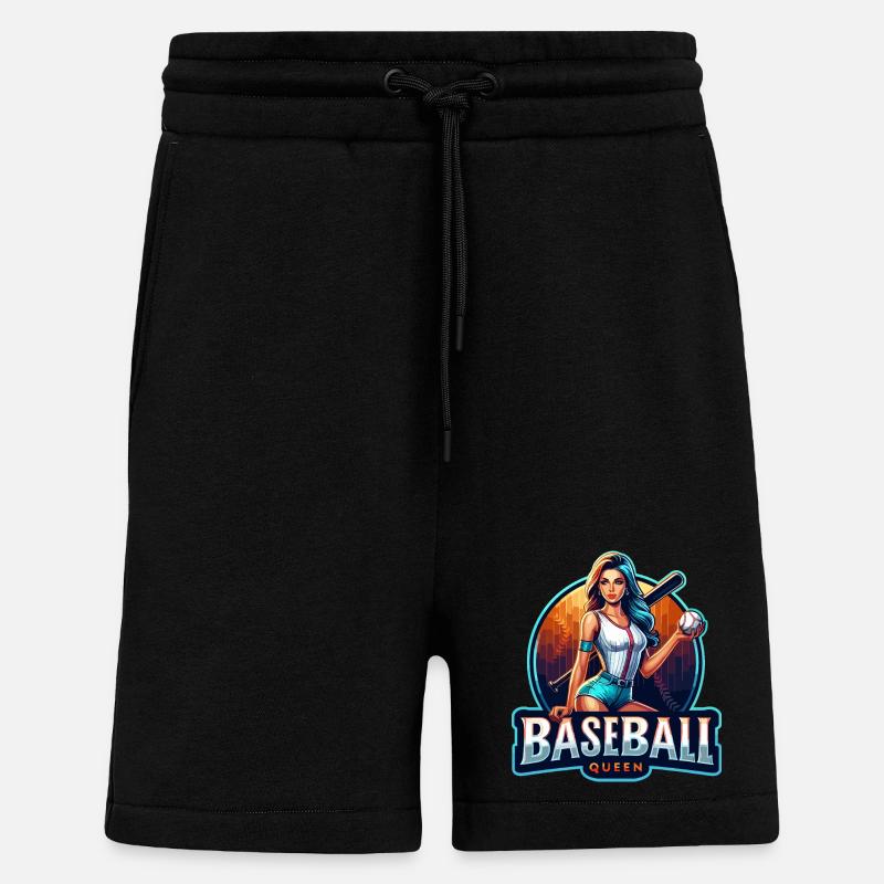 Baseball Queen Retro Illustration - Shorts - made by SPREAD - SOLID BLACK