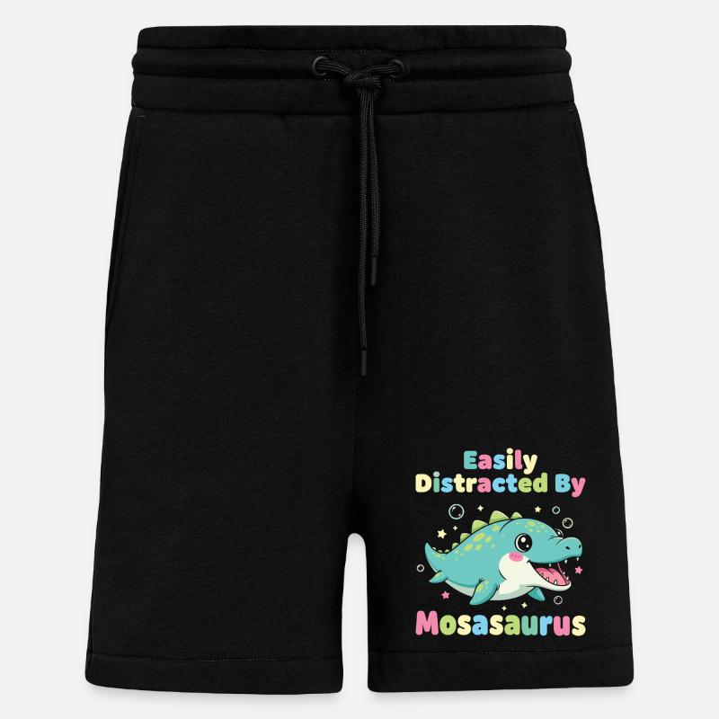 Kawaii Easily Distracted By Mosasaurus - Shorts - made by SPREAD - SOLID BLACK