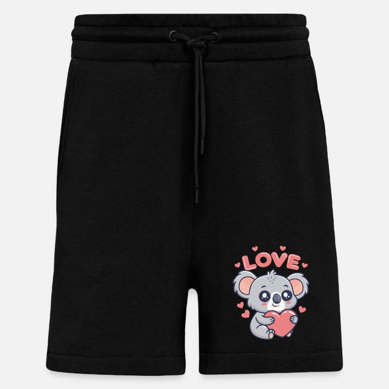 Koala Coeur Love Dessin Doux - Short bio décontracté fabriqué en UE - SOLID BLACK