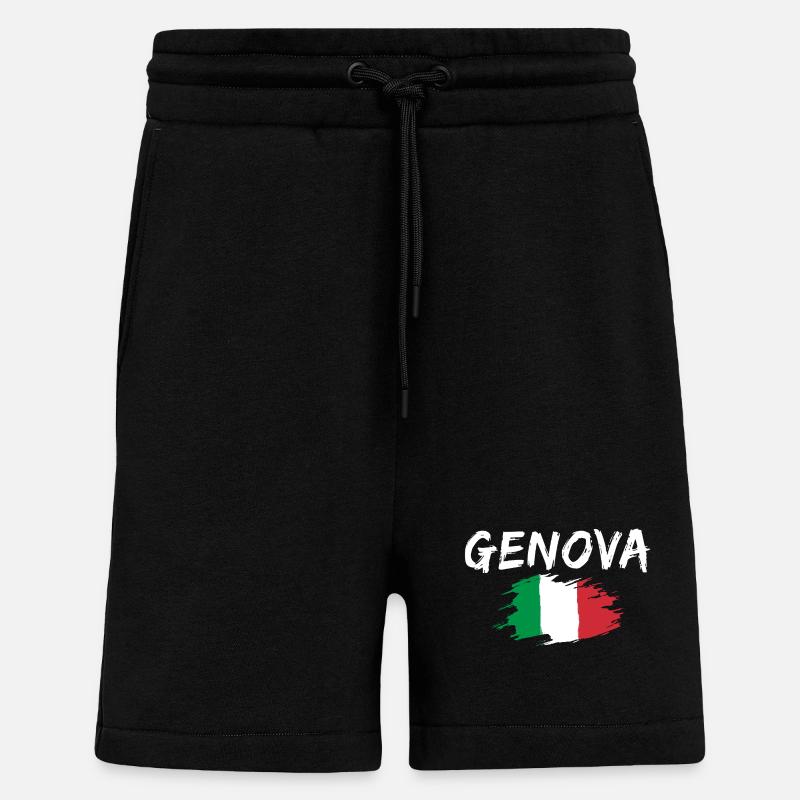 Gênes Italie Drapeau Gênes - Short bio décontracté fabriqué en UE - SOLID BLACK