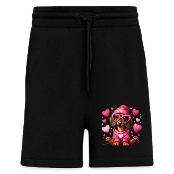 Dackel Liebe Valentinstag Hund Herz Niedlich Wau - Shorts - made by SPREAD - SOLID BLACK - Vorne