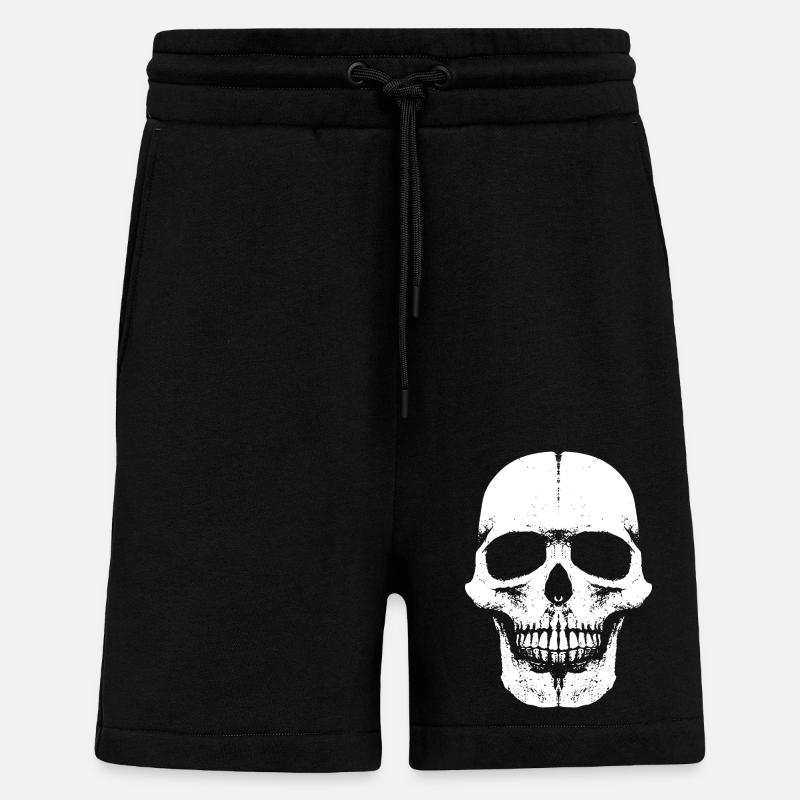 Skull Head Fun - 666 - Schädel - Short bio décontracté fabriqué en UE - SOLID BLACK