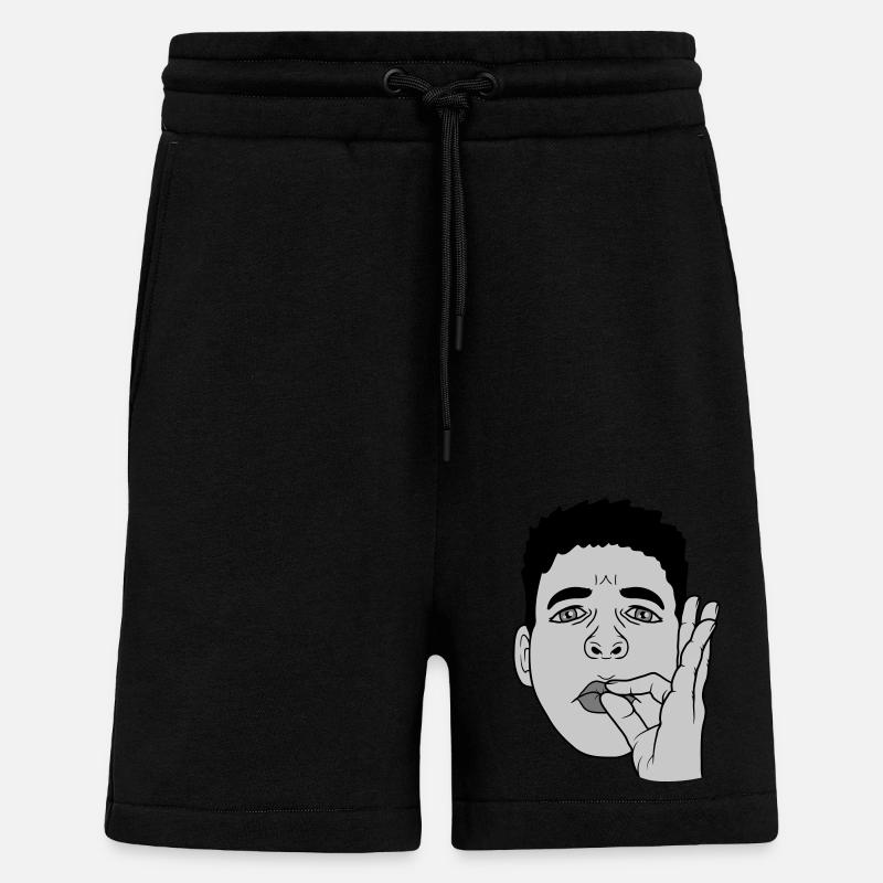 Bouche baiser main geste visage - Short bio décontracté fabriqué en UE - SOLID BLACK