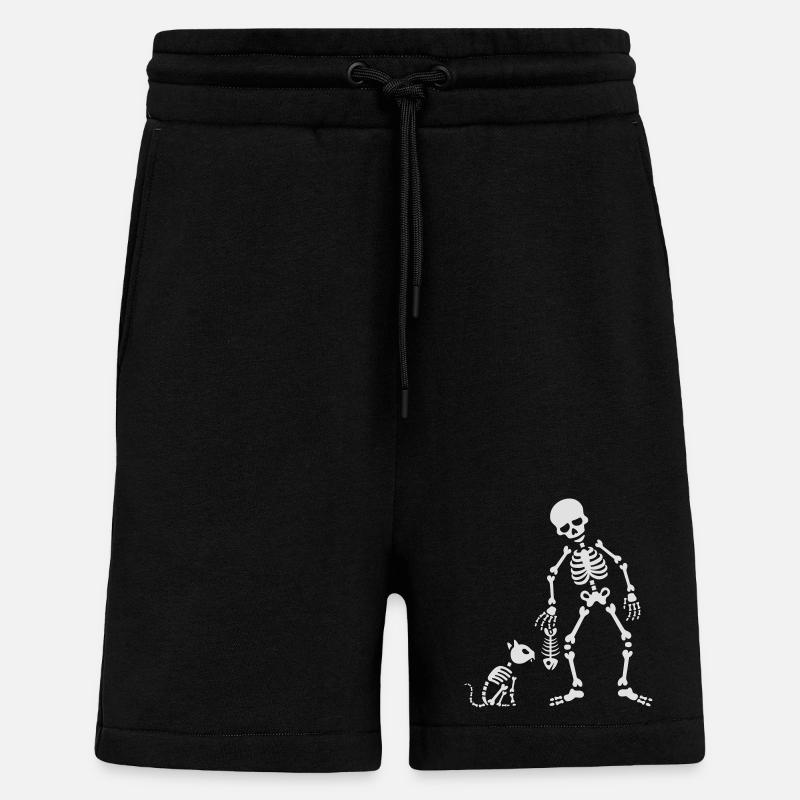 Cat likes fish bone skeleton - Shorts - made by SPREAD - SOLID BLACK