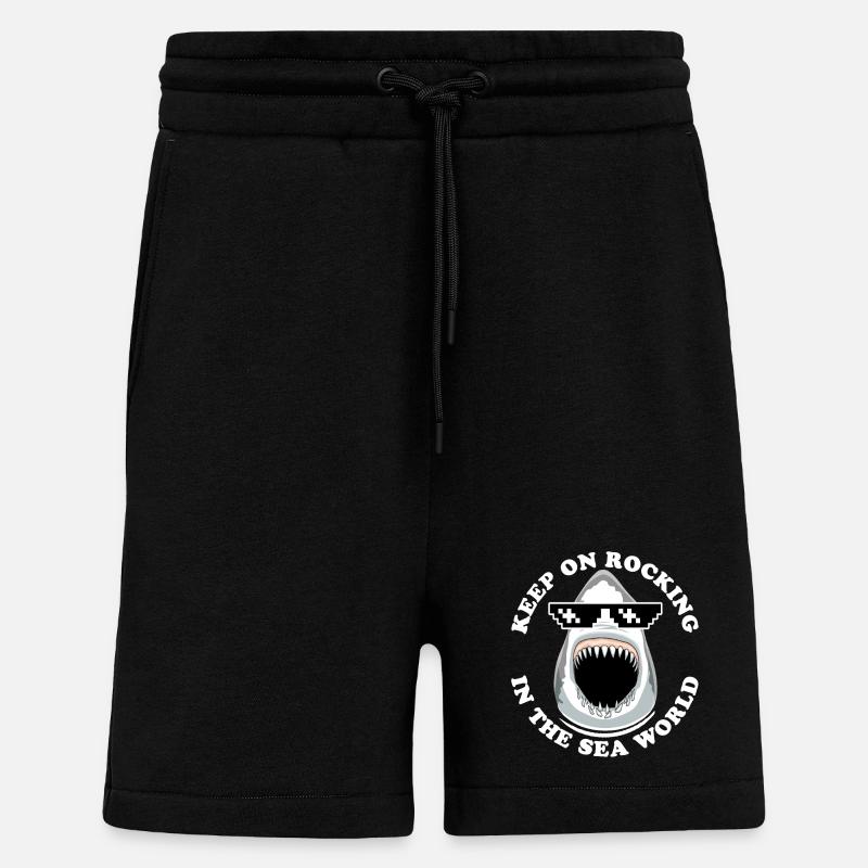 Requin Avec Lunettes De Soleil - Short bio décontracté fabriqué en UE - SOLID BLACK