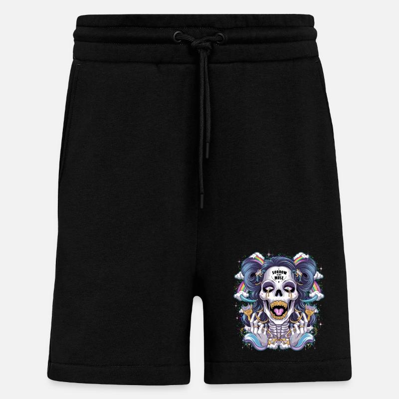 Glitzernder Skelettschädel mit Regenbogen - Shorts - made by SPREAD - SOLID BLACK