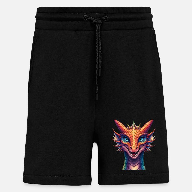 Lebendiger Regenbogen-Drachenkopf - Shorts - made by SPREAD - SOLID BLACK