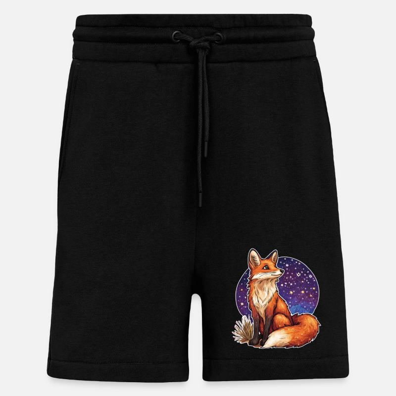 Fox and starry sky - Shorts - made by SPREAD - SOLID BLACK