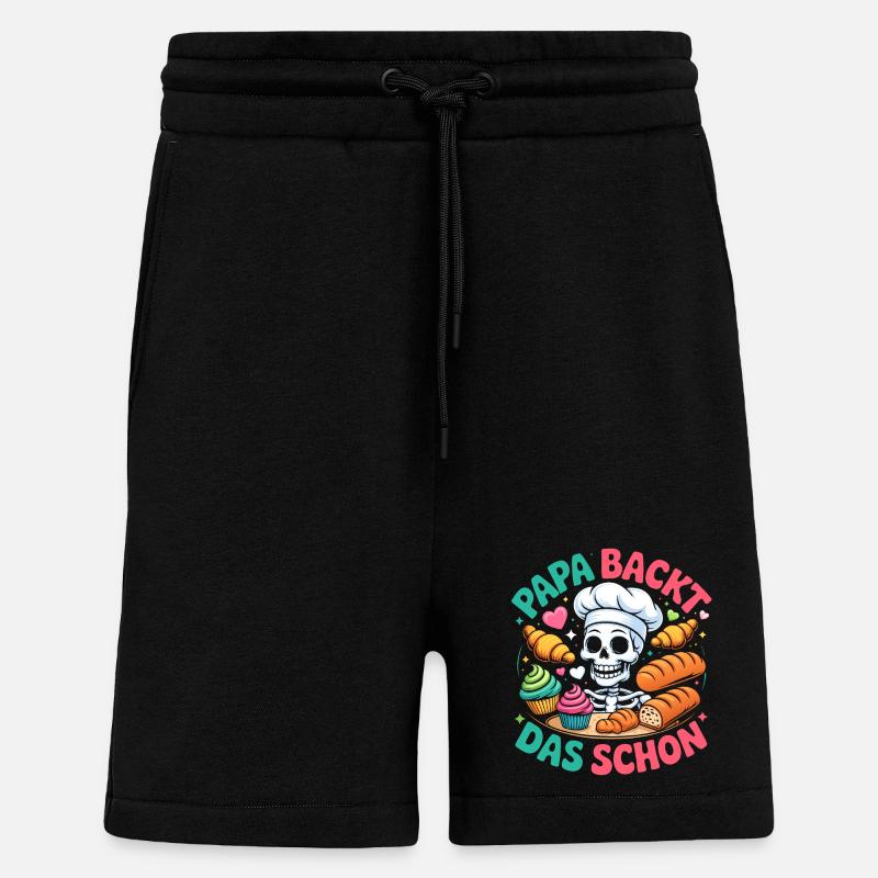 Dad's Baking Skeleton Chef - Shorts - made by SPREAD - SOLID BLACK