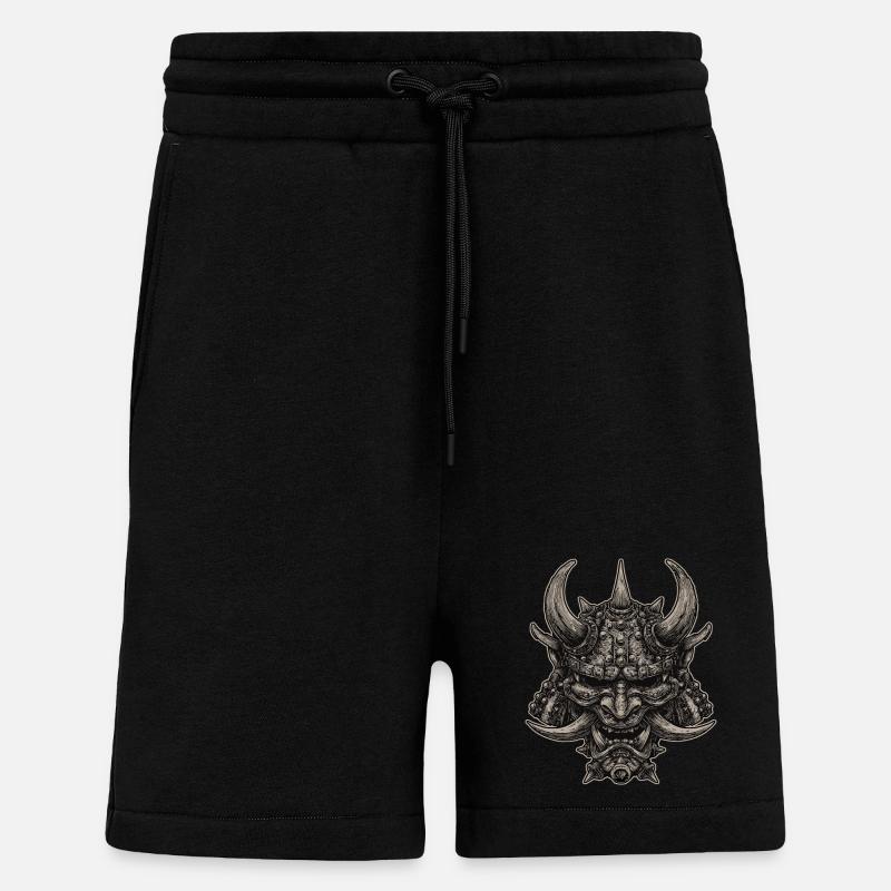 Dämonischer Samurai Helm Oni Maske - Shorts - made by SPREAD - SOLID BLACK