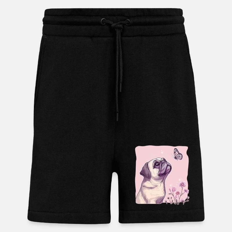 Mops mit Schmetterling - Shorts - made by SPREAD - SOLID BLACK