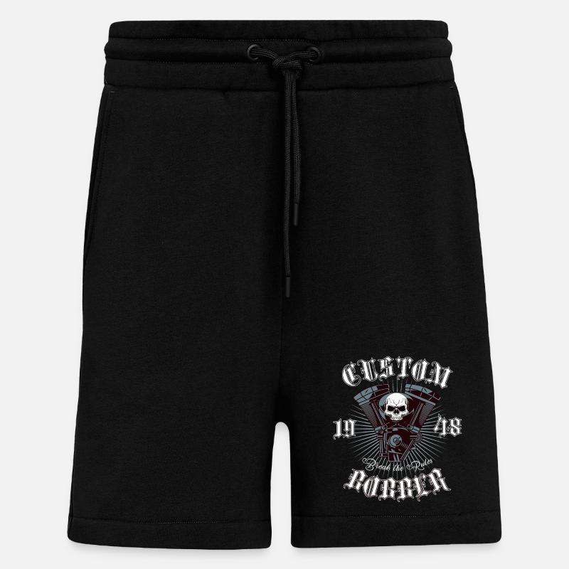Bobber Chopper Motorcycle Design - Shorts - made by SPREAD - SOLID BLACK