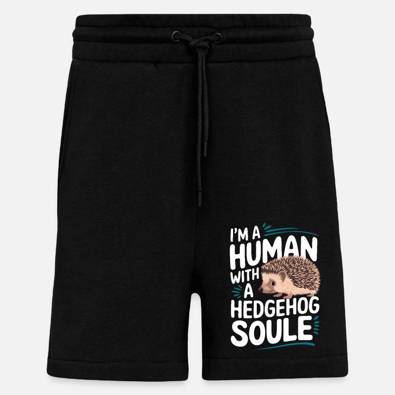 hérisson animal épineux hérisson - Short bio décontracté fabriqué en UE - SOLID BLACK