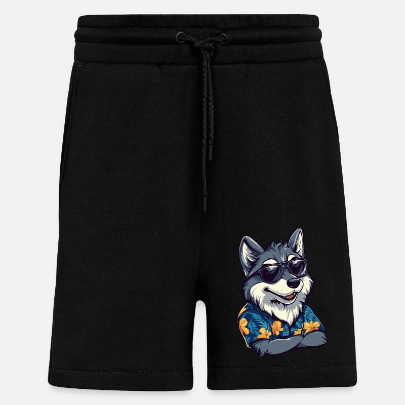 Wolf Comic Lustig Sommer - Shorts - made by SPREAD - SOLID BLACK