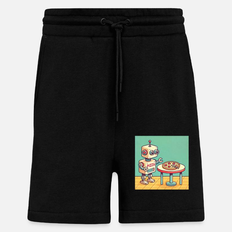 Robot Pizza - Short bio décontracté fabriqué en UE - SOLID BLACK