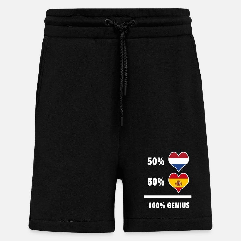 Pays-Bas et Espagne 100% Genial - Short bio décontracté fabriqué en UE - SOLID BLACK