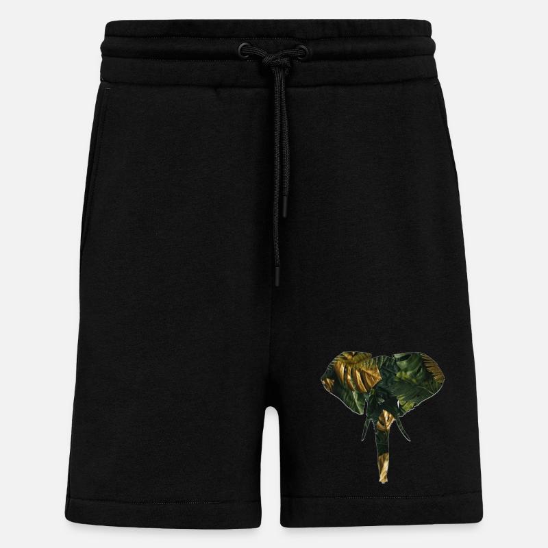 Éléphant dans la jungle - Short bio décontracté fabriqué en UE - SOLID BLACK