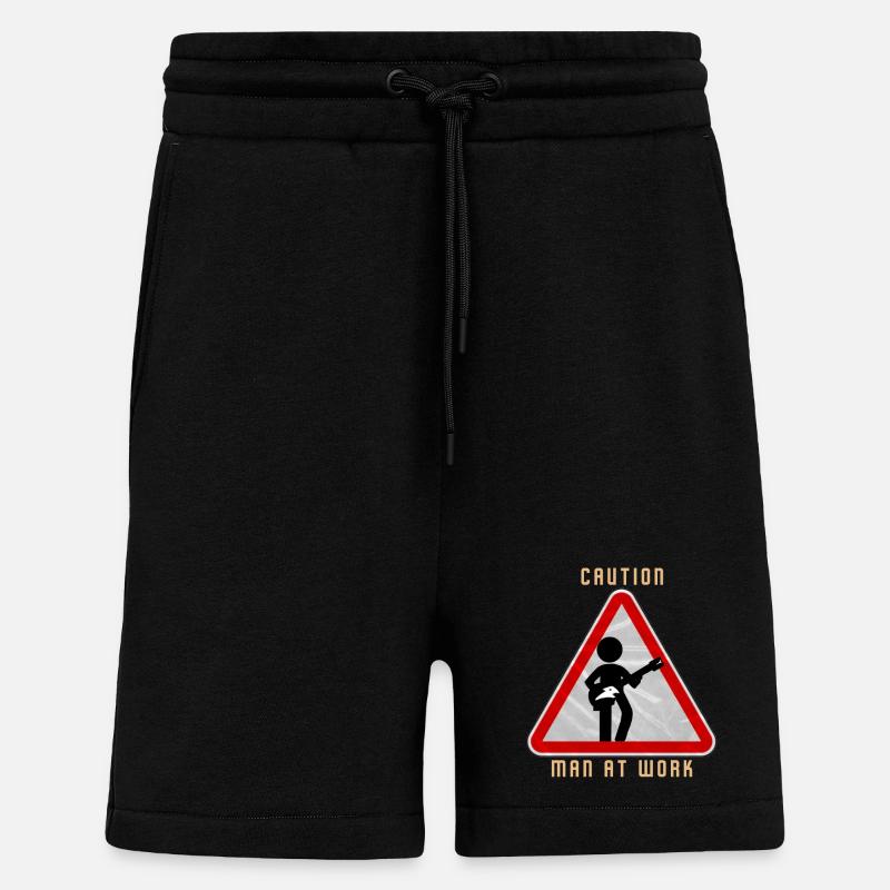 Caution MAN at work - Shorts - made by SPREAD - SOLID BLACK