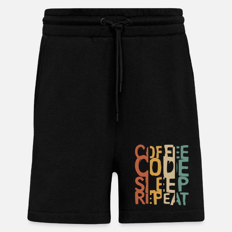 Coffee Code Sleep Repeat – Entwickler Design - Shorts - made by SPREAD - SOLID BLACK