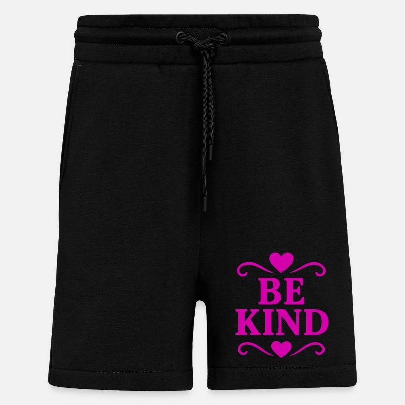 Devise Be Kind avec le cœur - Short bio décontracté fabriqué en UE - SOLID BLACK
