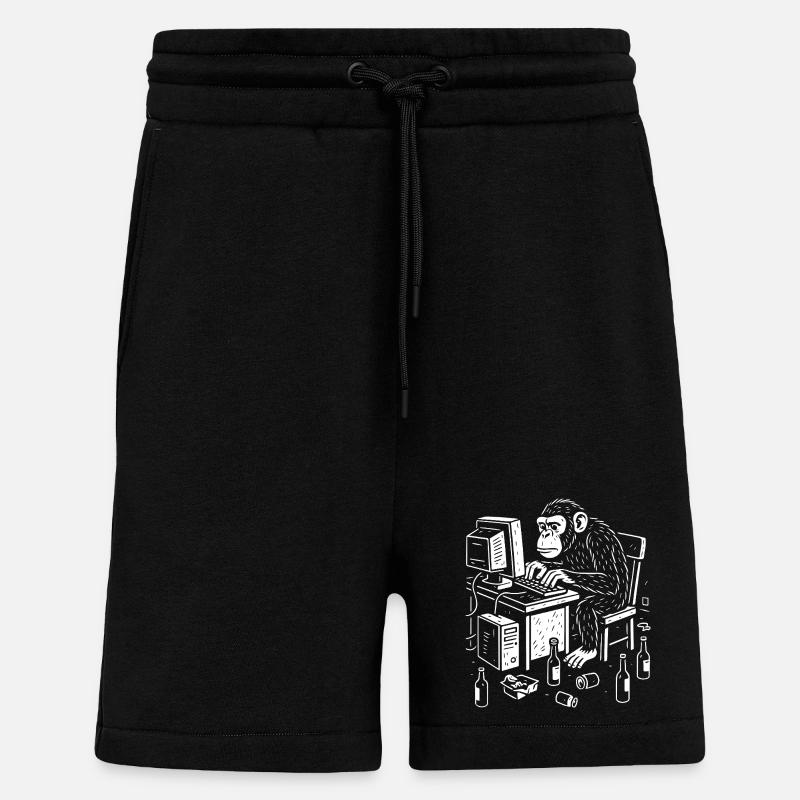 Deskbound Monkey Coder - Shorts - made by SPREAD - SOLID BLACK