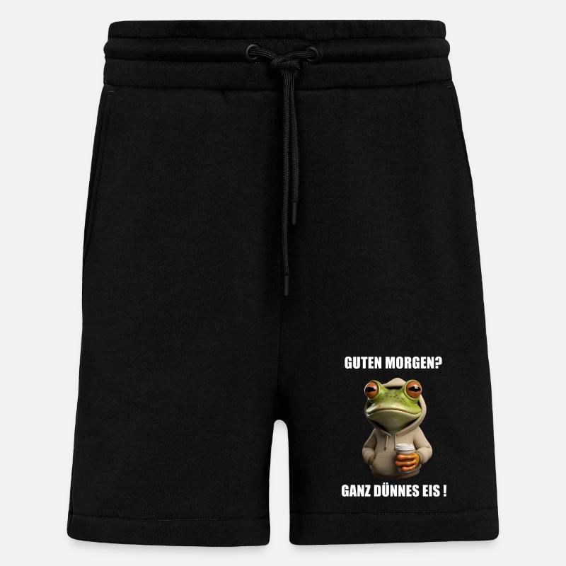 Tired Frog Coffee Mood Saying - Shorts - made by SPREAD - SOLID BLACK