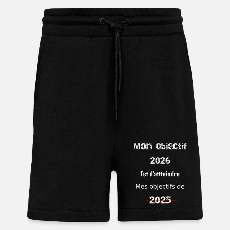 Mon Objectif 2026: Dépasser 2025 - Short bio décontracté fabriqué en UE - SOLID BLACK