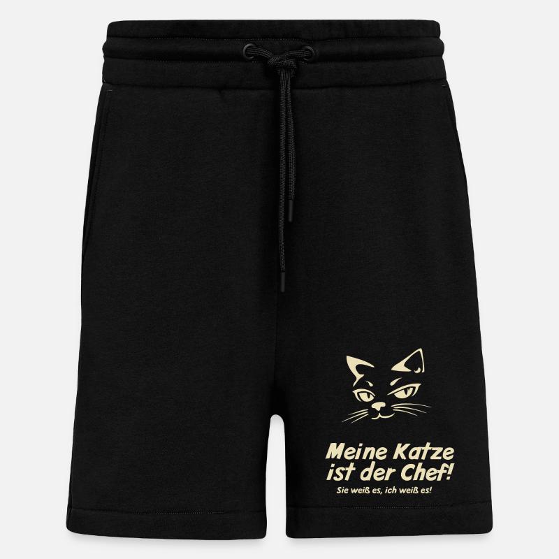 Mon chat est le patron - Short bio décontracté fabriqué en UE - SOLID BLACK
