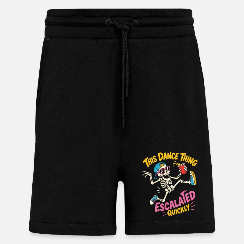 Dancing Skeleton Escalated Quickly Party - Shorts - made by SPREAD - SOLID BLACK
