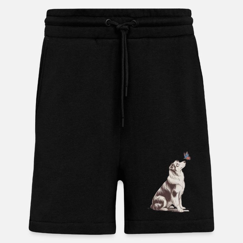 Motif papillon Border Collie - Short bio décontracté fabriqué en UE - SOLID BLACK