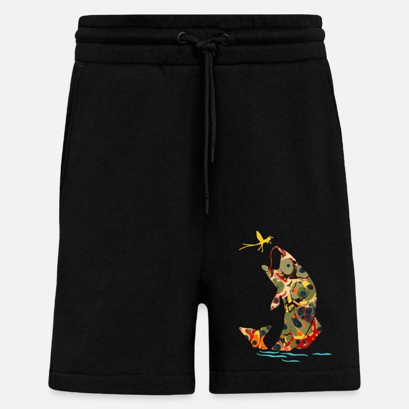fisch mit libelle e 41 - Shorts - made by SPREAD - SOLID BLACK