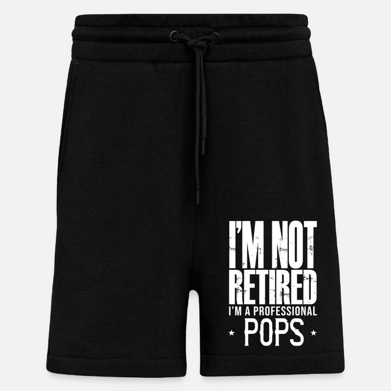 Pops Retirement Pop Pop Gift - Short bio décontracté fabriqué en UE - SOLID BLACK