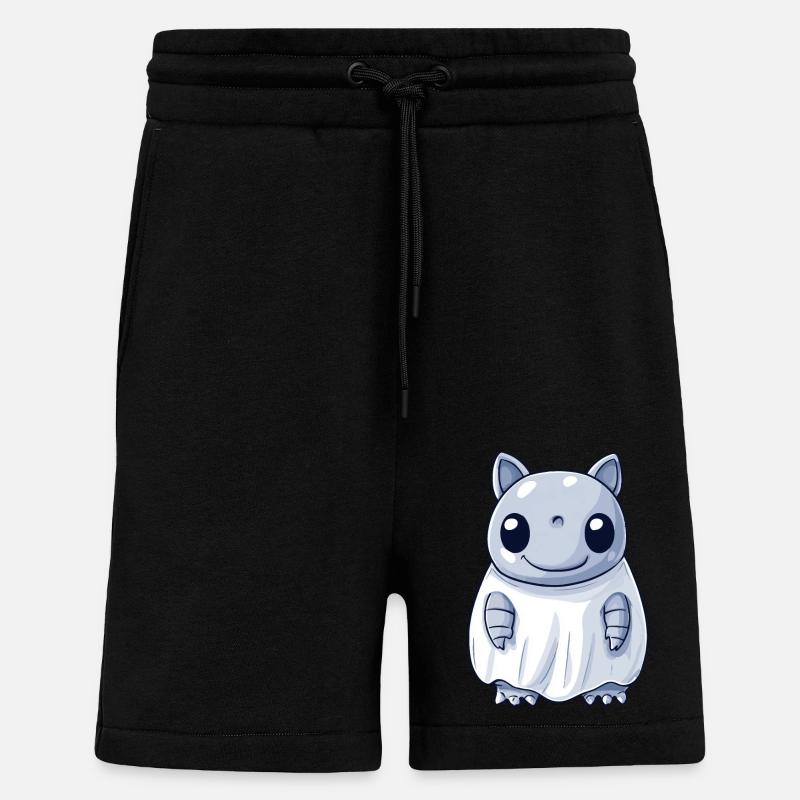Armadillo Halloween Comic Ghost - Shorts - made by SPREAD - SOLID BLACK