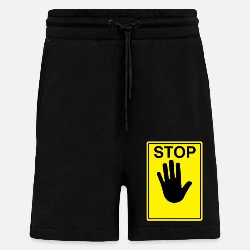 Logo du panneau d’arrêt - Short bio décontracté fabriqué en UE - SOLID BLACK