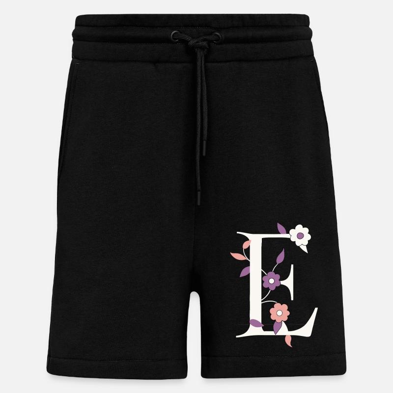 Letter E Monogram Retro - Shorts - made by SPREAD - SOLID BLACK