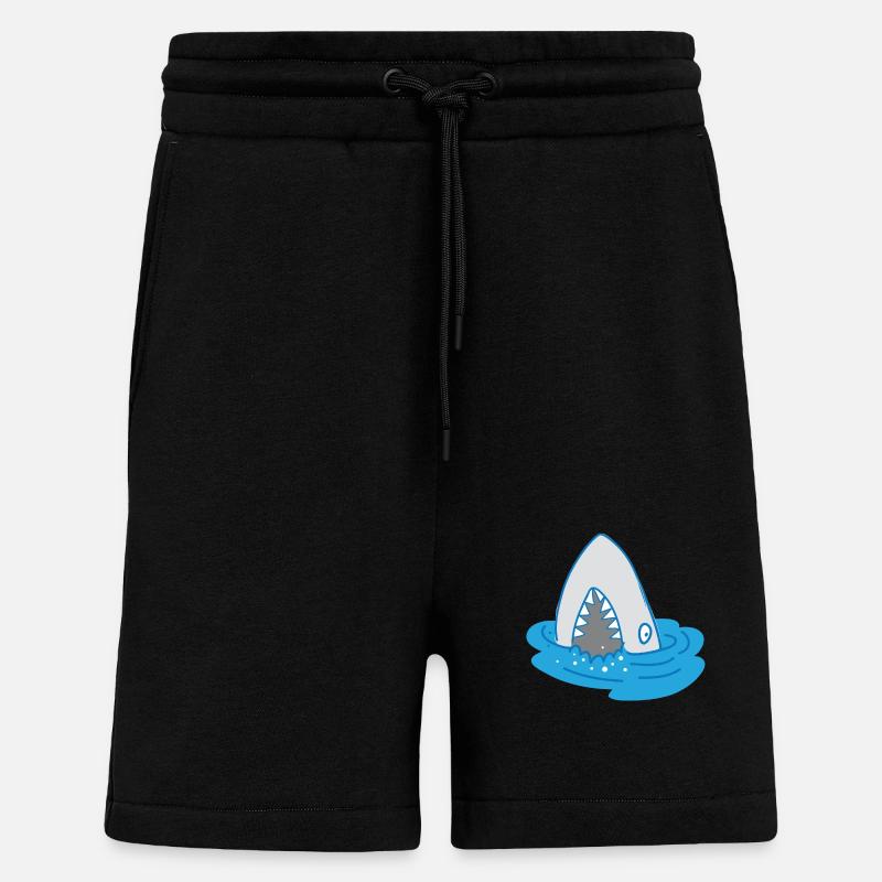 requin à bouche ouverte - Short bio décontracté fabriqué en UE - SOLID BLACK
