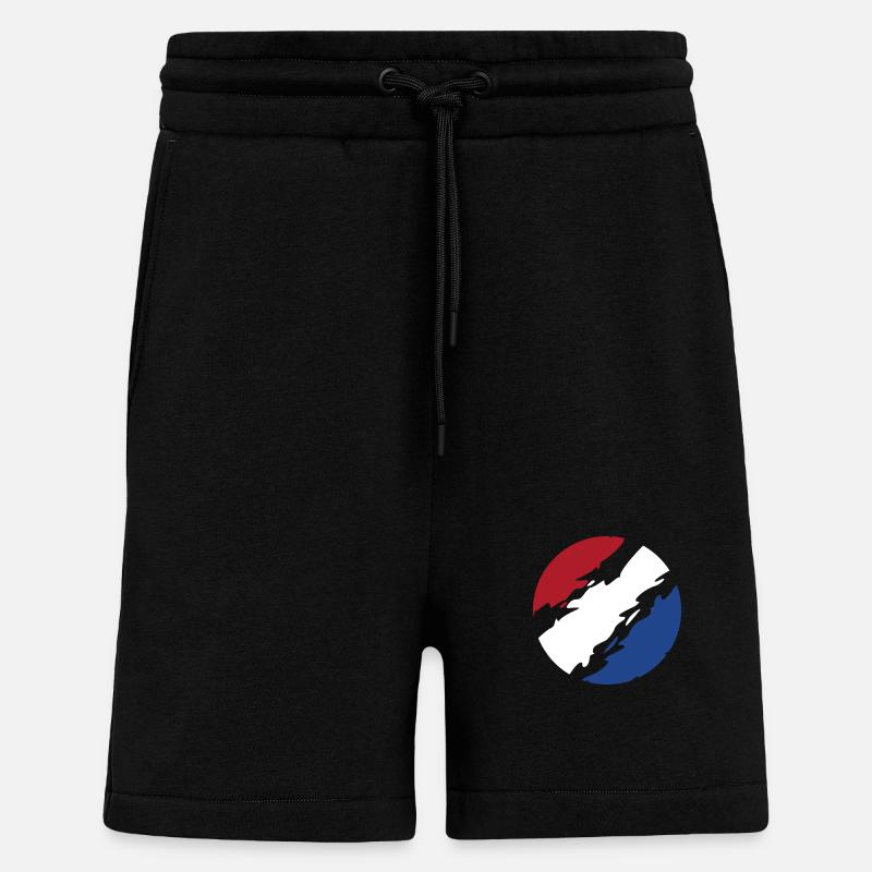 Pays-Bas Drapeau Drapeau Cercle - Short bio décontracté fabriqué en UE - SOLID BLACK