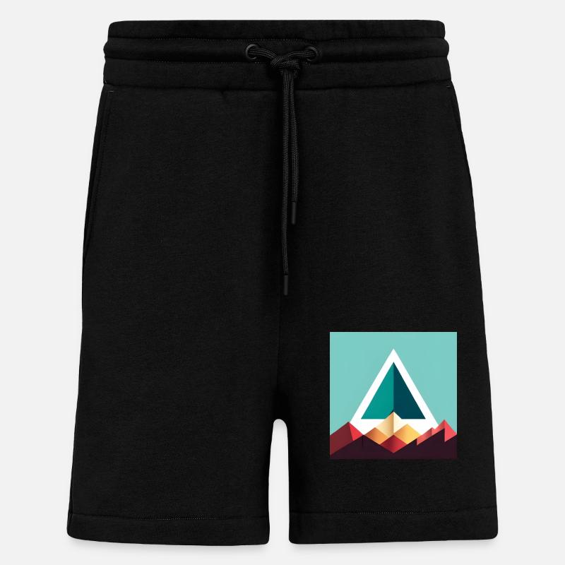 triangle abstrait - Short bio décontracté fabriqué en UE - SOLID BLACK