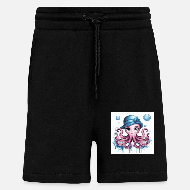 small cute octopus - Shorts - made by SPREAD - SOLID BLACK